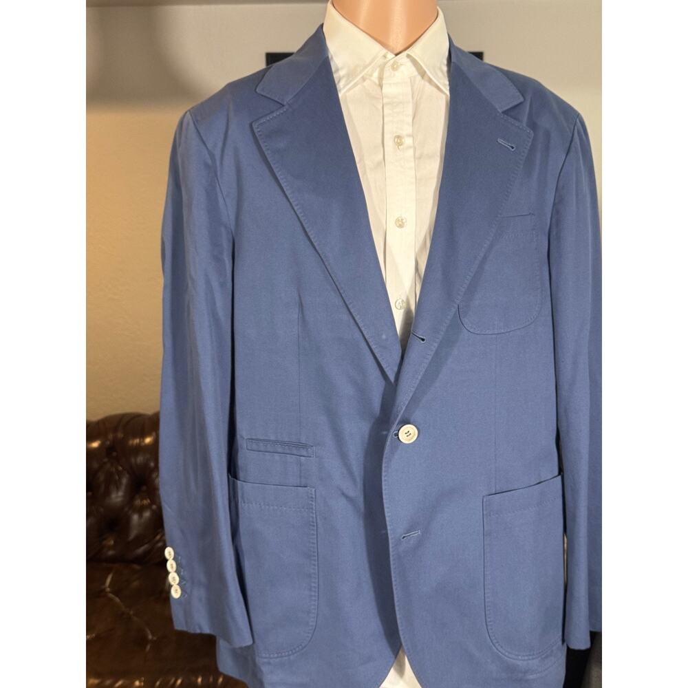 Brunello Cucinelli Blue Cotton Sportcoat Deconstructed Blazer Jacket 52IT 42R